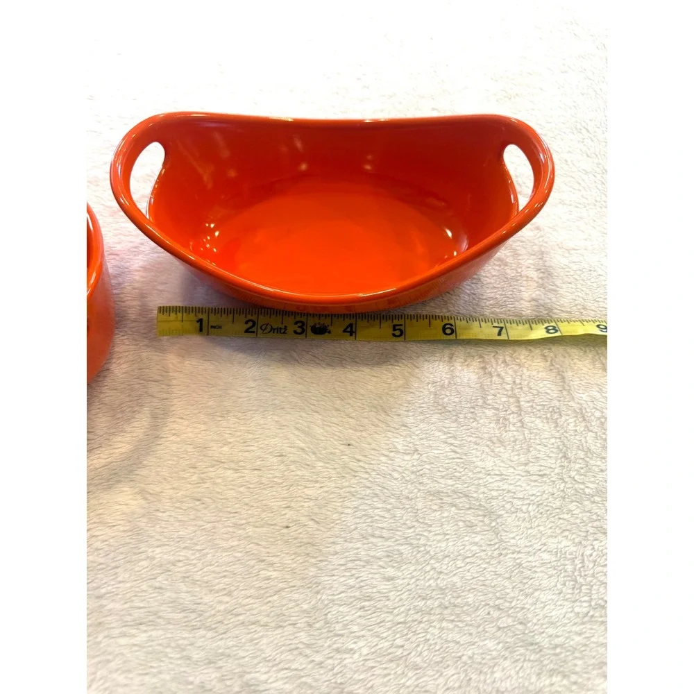 Rachael Ray Orange Stoneware Au Gratin Oval Baking Dishes 12oz Set of 2 G014